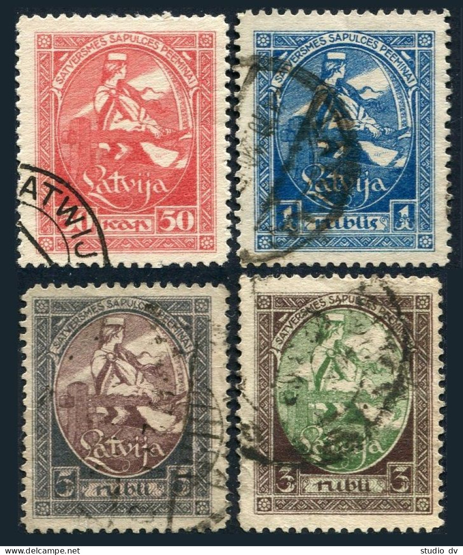 Latvia 70-73, Used. Mi 42-45. Latvia Hears Call To Assemble,1920. National Dress - Latvia