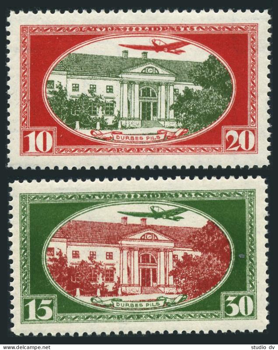 Latvia CB1-CB2, MNH. Mi 159A-160A. Air 1930. Durbes Castle, Rainis Birthplace. - Letonia