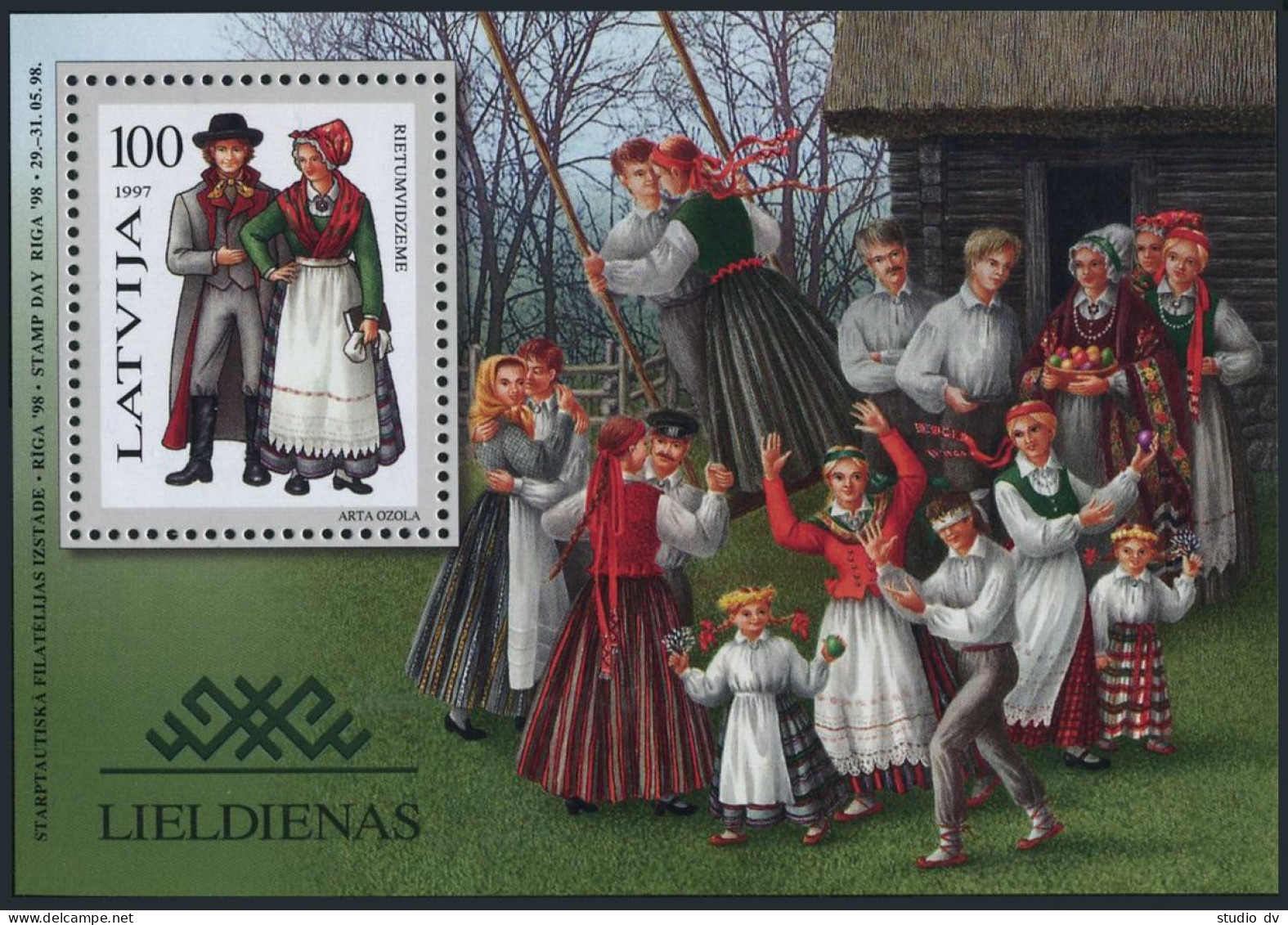 Latvia 440-441,MNH.Michel 451,452 Bl.10. Traditional Costume,1997.Rietumvidzeme. - Letland