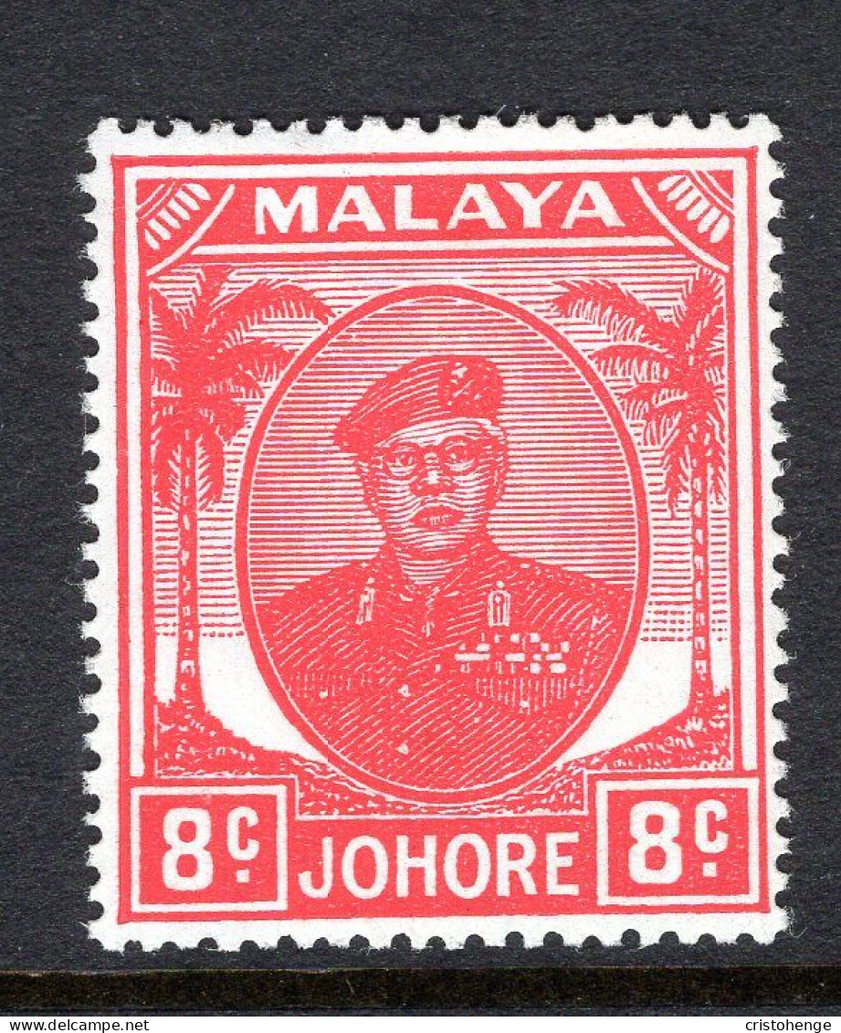 Malaysian States - Johore - 1949 Sultan Sir Ibrahim - 8c Scarlet HM (SG 138) - Johore