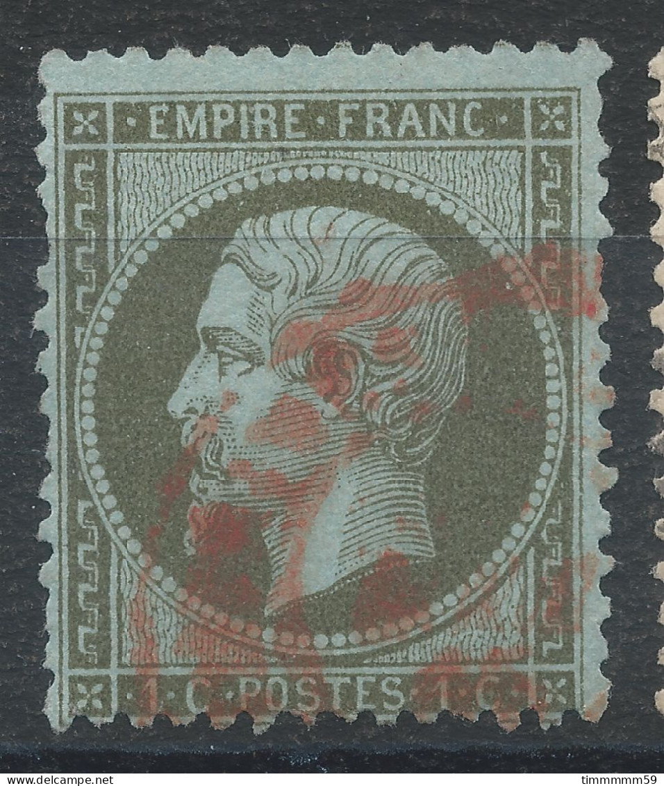 Lot N°83444   N°19, Oblitéré Cachet à Date ROUGE Des Imprimés, Léger Clair - 1862 Napoleone III