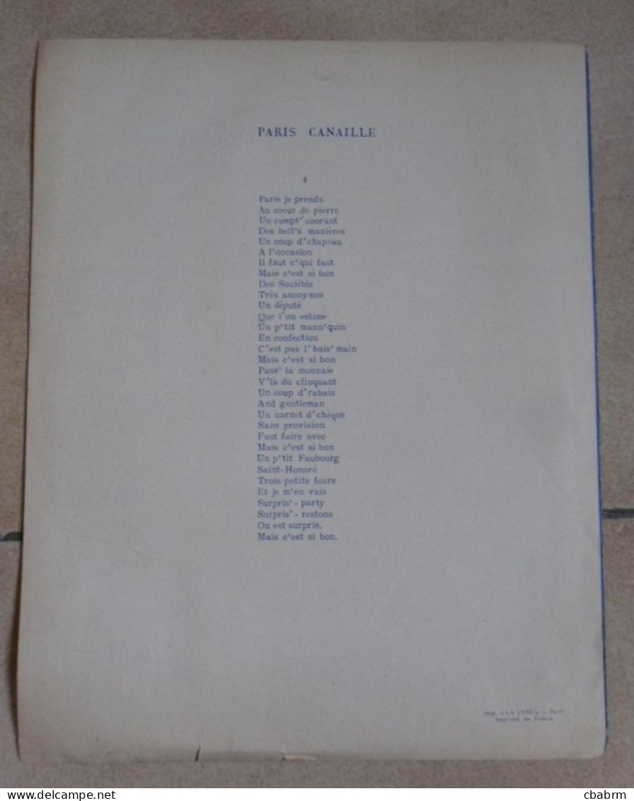 PARTITION PARIS CANAILLE RENEE LEBAS LEO FERRE GERMAINE MONTARO En 1953 - Partitions Musicales Anciennes