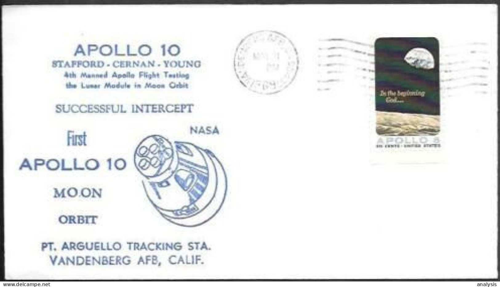 US Space Cover 1969. "Apollo 10" LM In Moon Orbit. Vandenberg AFB - Stati Uniti