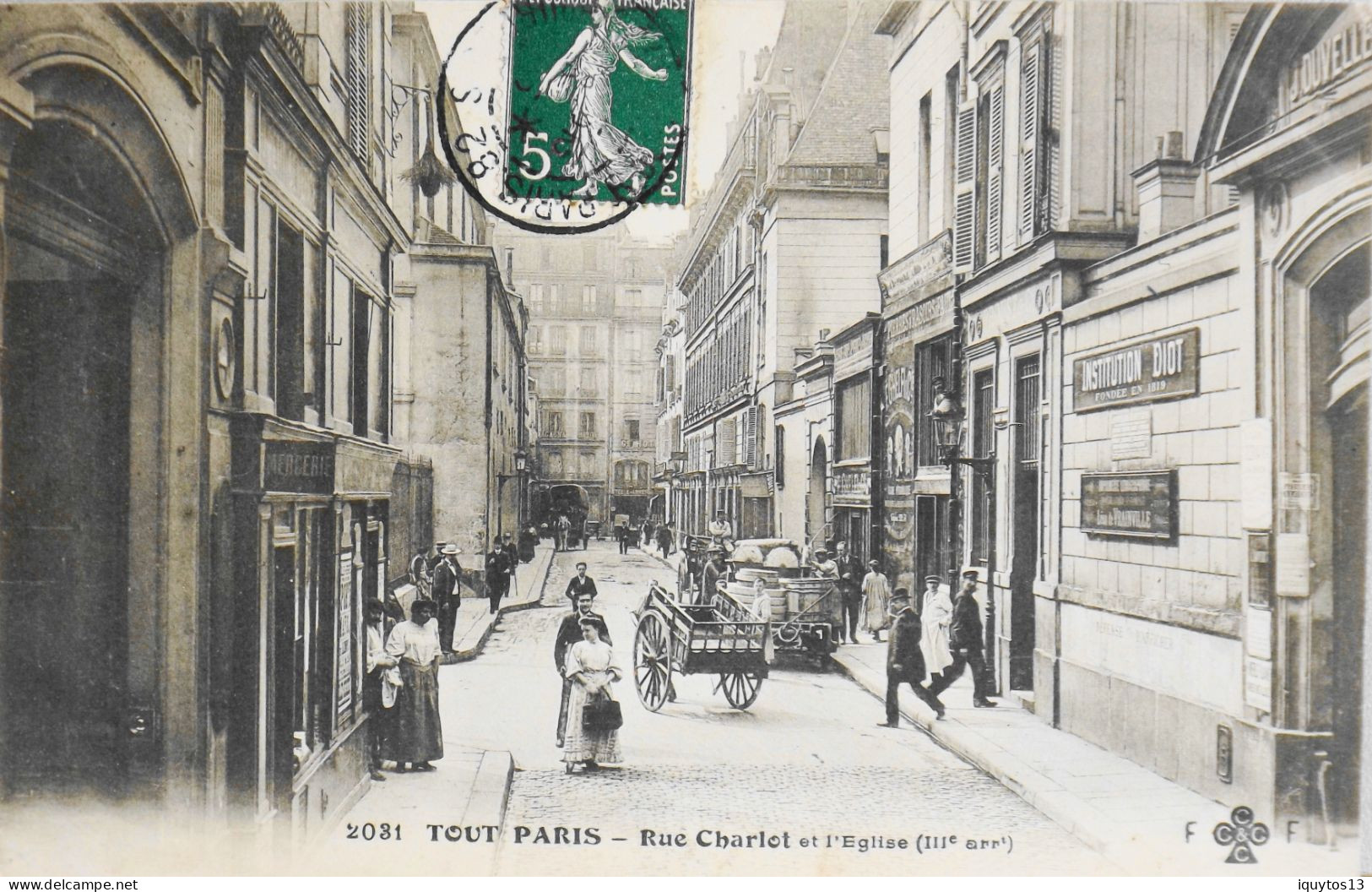 CPA. [75] > TOUT PARIS > N° 2031 - Rue Charlot Et L'église - (IIIe Arrt.) - 1908 - TBE - District 03