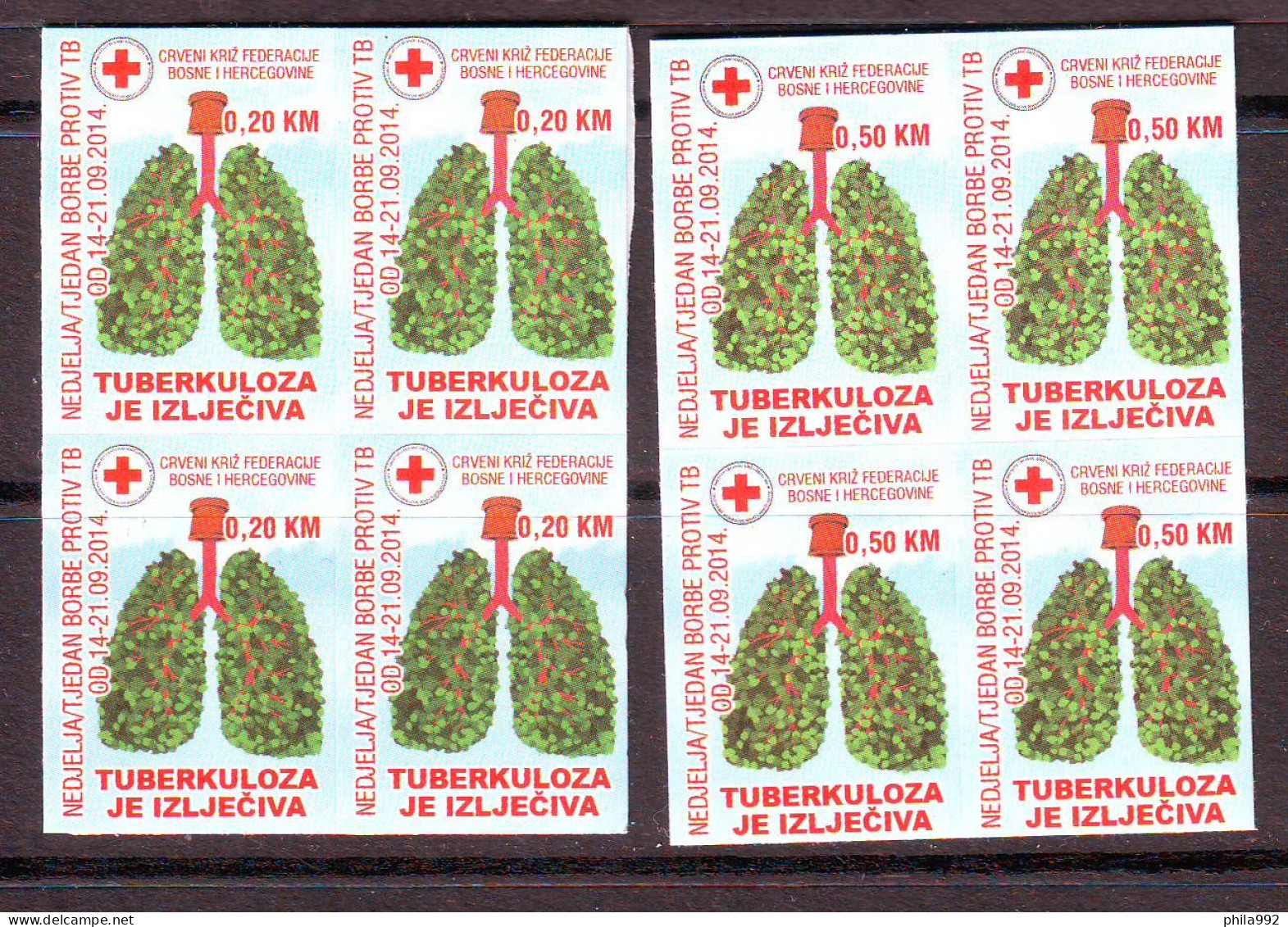 Bosnia:BiH 2014  Charity Stamp Red Cross TBC   Mi.No.32+0.50 Self Adhesive Block Of 4 MNH - Bosnia Erzegovina