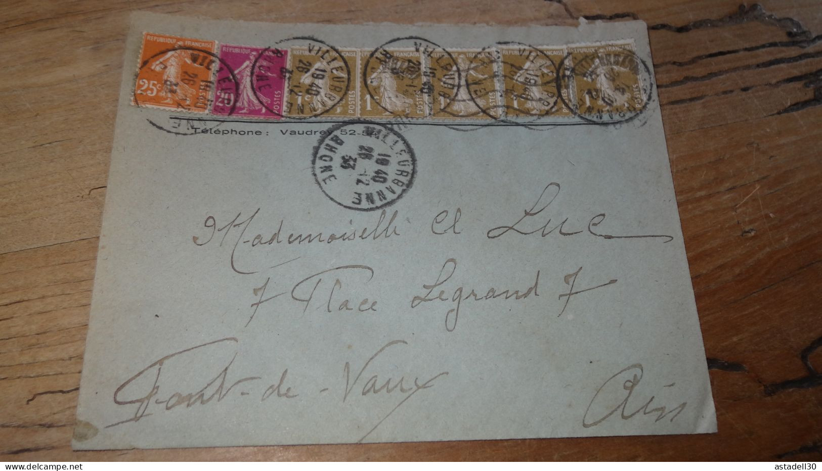 Enveloppe Villeurbanne 1933 ............BOITE1.......... 522 - 1921-1960: Modern Tijdperk
