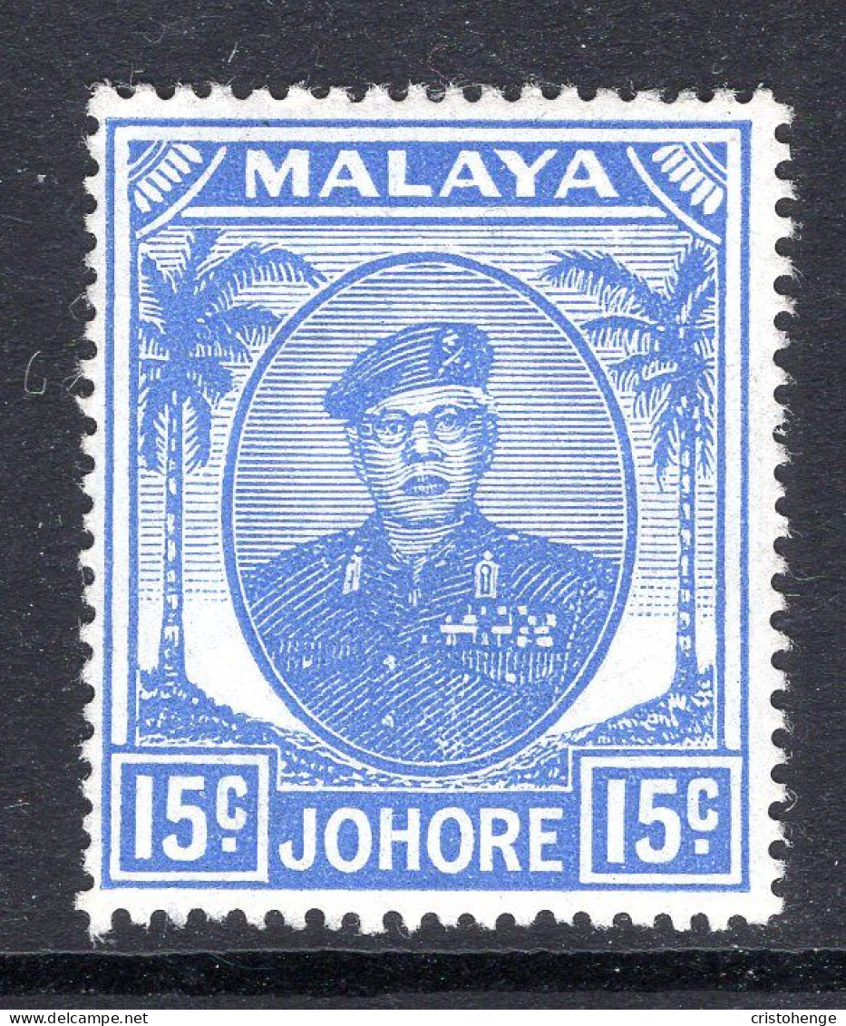 Malaysian States - Johore - 1949 Sultan Sir Ibrahim - 15c Ultramarine HM (SG 140) - Johore