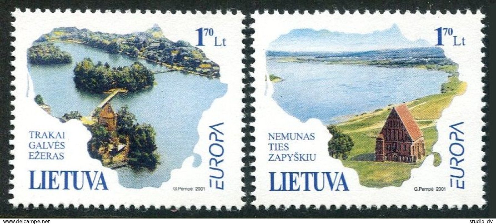 Lithuania 691-692, MNH. Mi 756-757. EUROPA CEPT-2001. Neman River, Lake Galve. - Lituanie