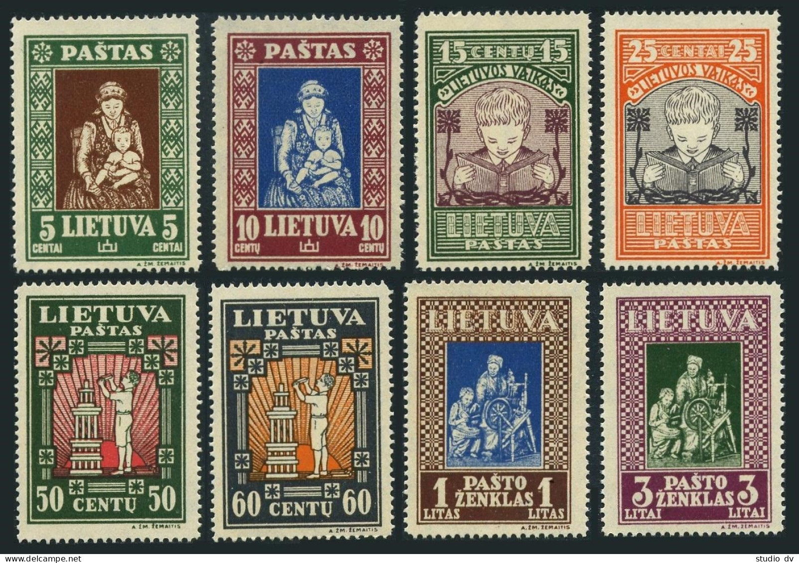 Lithuania 272-277B,MNH.Mi 364-371. Lithuanian Orphans,1933.Mother And Child, - Lituania