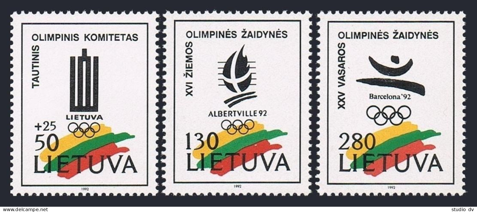 Lithuania 422-424, MNH. Michel 496-498. Lithuanian Olympic Participation, 1992. - Lithuania