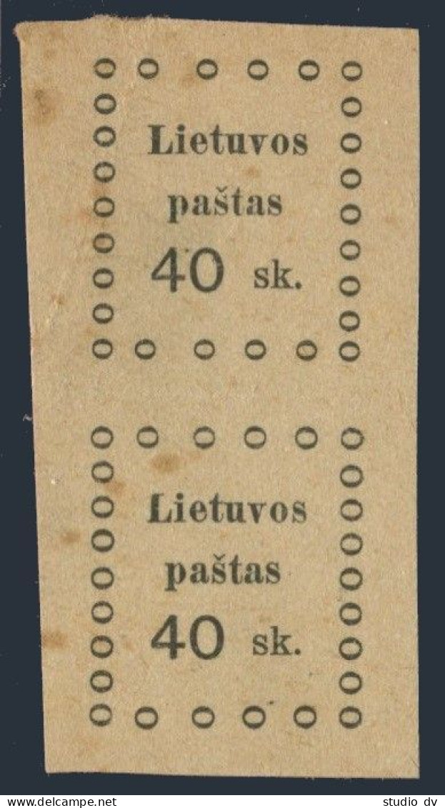 Lithuania 17 Imperf Pair,mint See Scan.Michel 17B. Second Kaunas Issue,1919. - Litauen