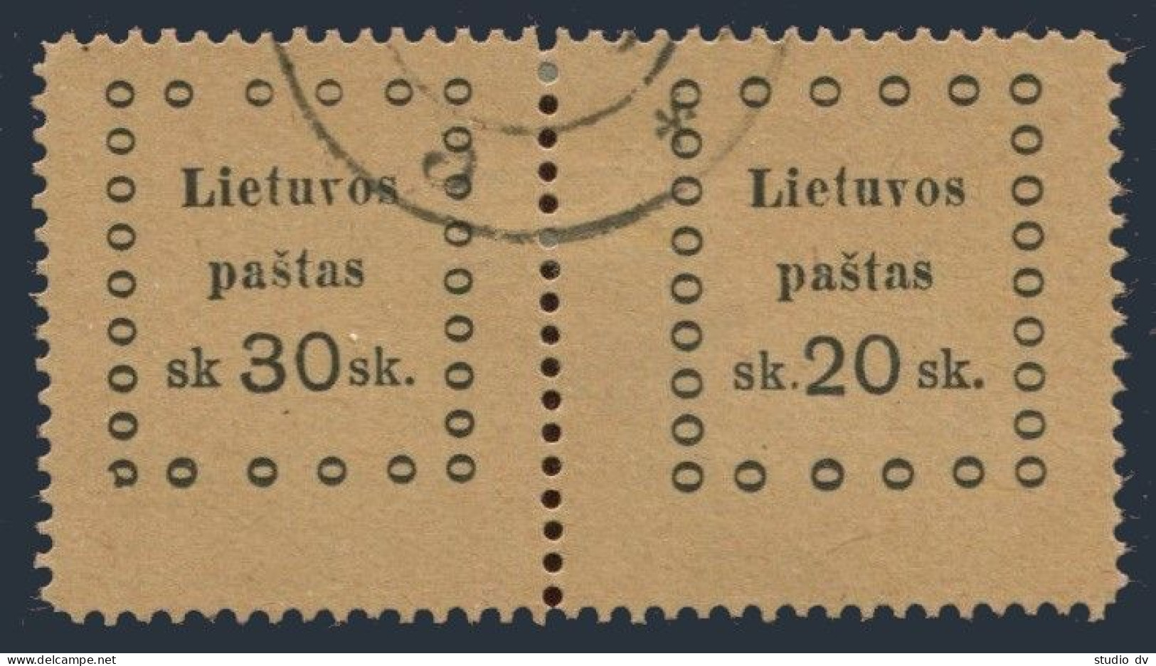 Lithuania 22-23 Pair,used.Michel 22-23 Pair. Third Kaunas Issue,1919. - Lituania