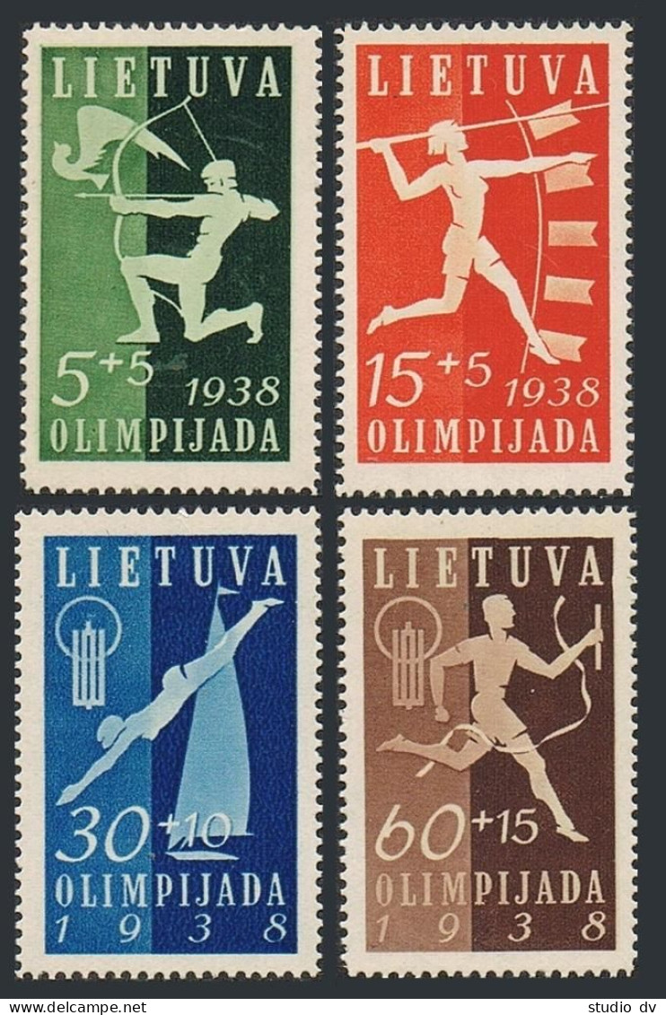 Lithuania B43-B46,MNH.Michel 417-420 National Olympiad,1938.Javelin,Archery, - Lituania