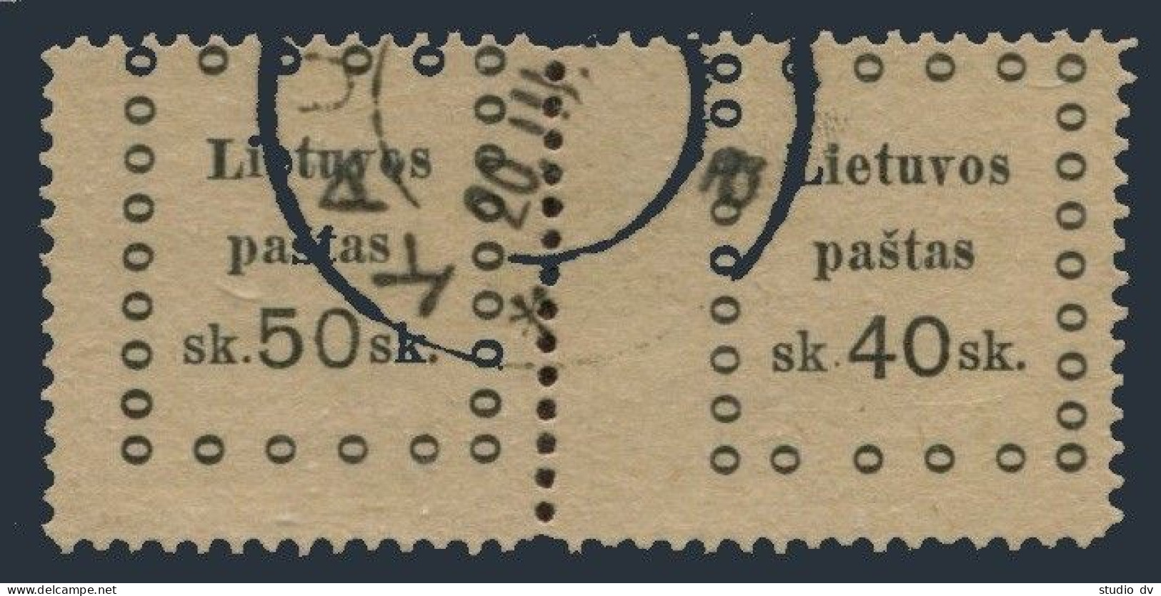 Lithuania 24-25 Pair,used.Michel 24-25 Pair. Third Kaunas Issue,1919. - Lithuania