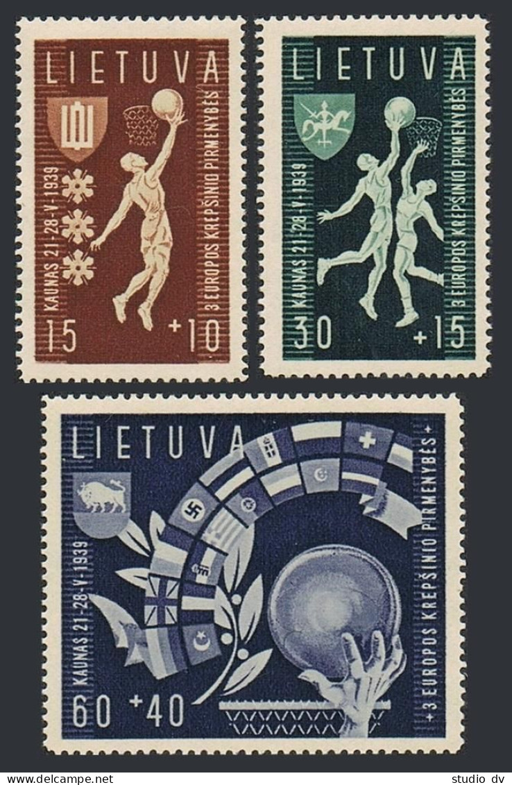 Lithuania B52-B54,MNH.Michel 429-431. Basketball Championships,Kaunas 1939. - Lithuania