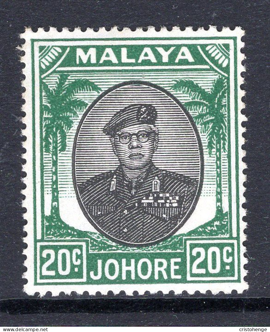 Malaysian States - Johore - 1949 Sultan Sir Ibrahim - 20c Black & Green HM (SG 141) - Johore
