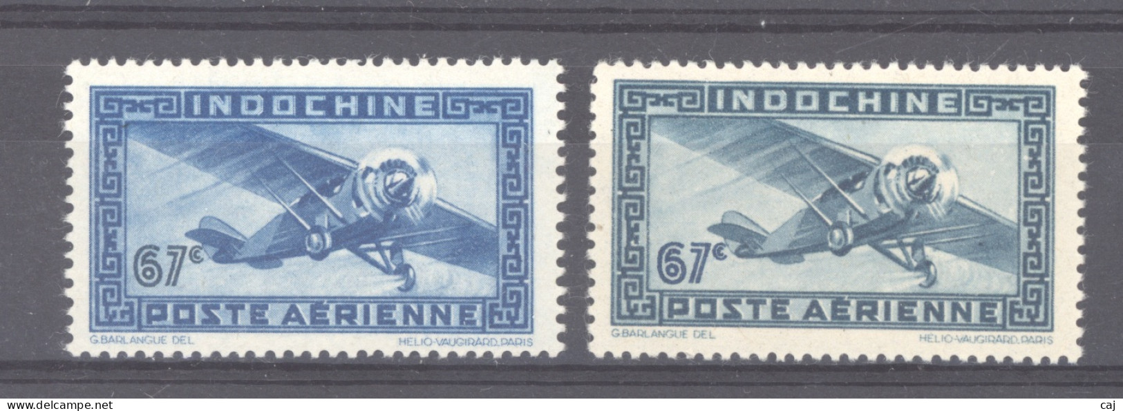 Indochine   -  Avion  :  Yv  33  **  Variété: Erreur De Couleur Bleu Vert Au Lieu De Bleu Clair - Luchtpost