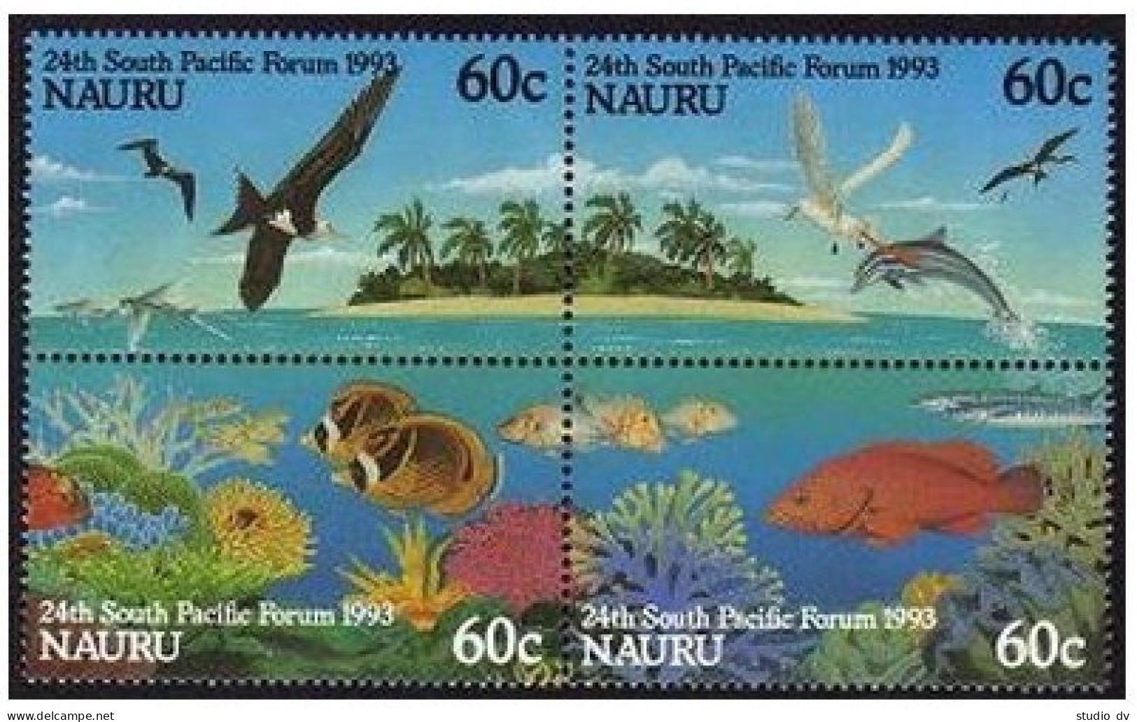 Nauru 402-405a Block, MNH. Michel 394-397. 24th South Pacific Forum, 1993. Birds - Nauru