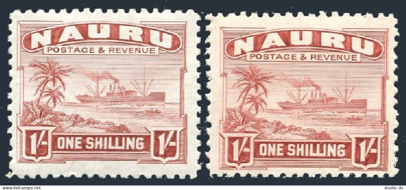 Nauru 27 Two Prints,perf 11,hinged.Michel . Freighter,1924,1937. - Nauru