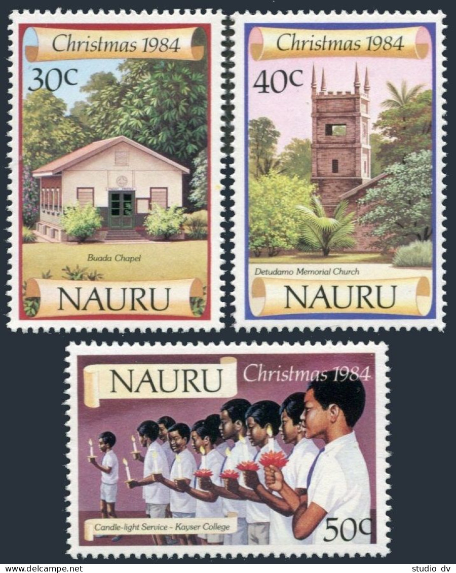 Nauru 300-302, MNH. Michel 299-301. Christmas 1984. Chapel, Church, Candle. - Nauru