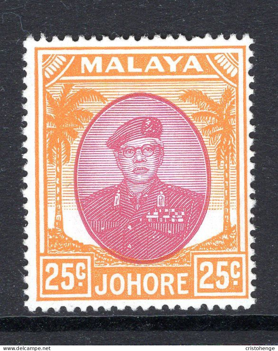 Malaysian States - Johore - 1949 Sultan Sir Ibrahim - 25c Purple & Orange HM (SG 142) - Johore