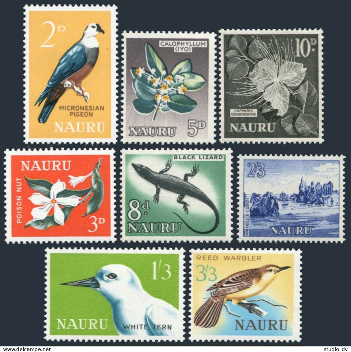 Nauru 49-56,MNH. Pigeon,Poison Nut Flower,Balsam,Lizard,Capparis,White Tern,1963 - Nauru