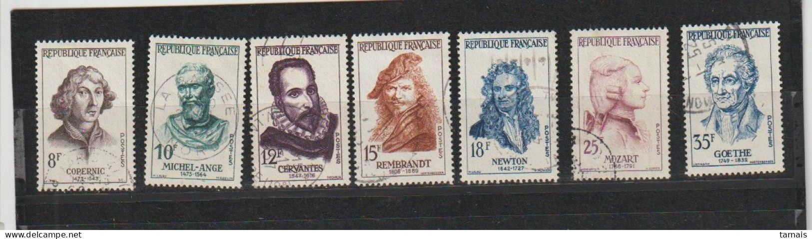 1957 N°1132 à 1138 Célébrités étrangères Oblitérés (lot 40) - Usados