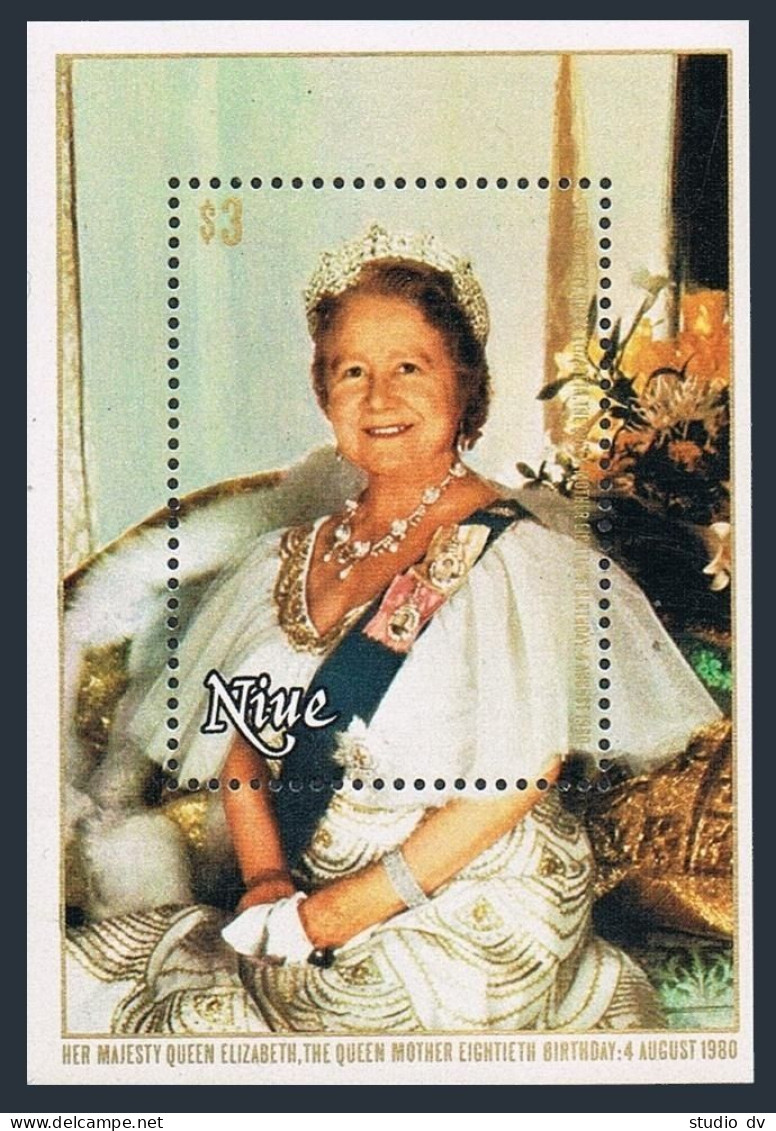 Niue 292 Sheet, MNH. Michel 357 Bl.37. Queen Mother 80th Birthday, 1980. - Niue
