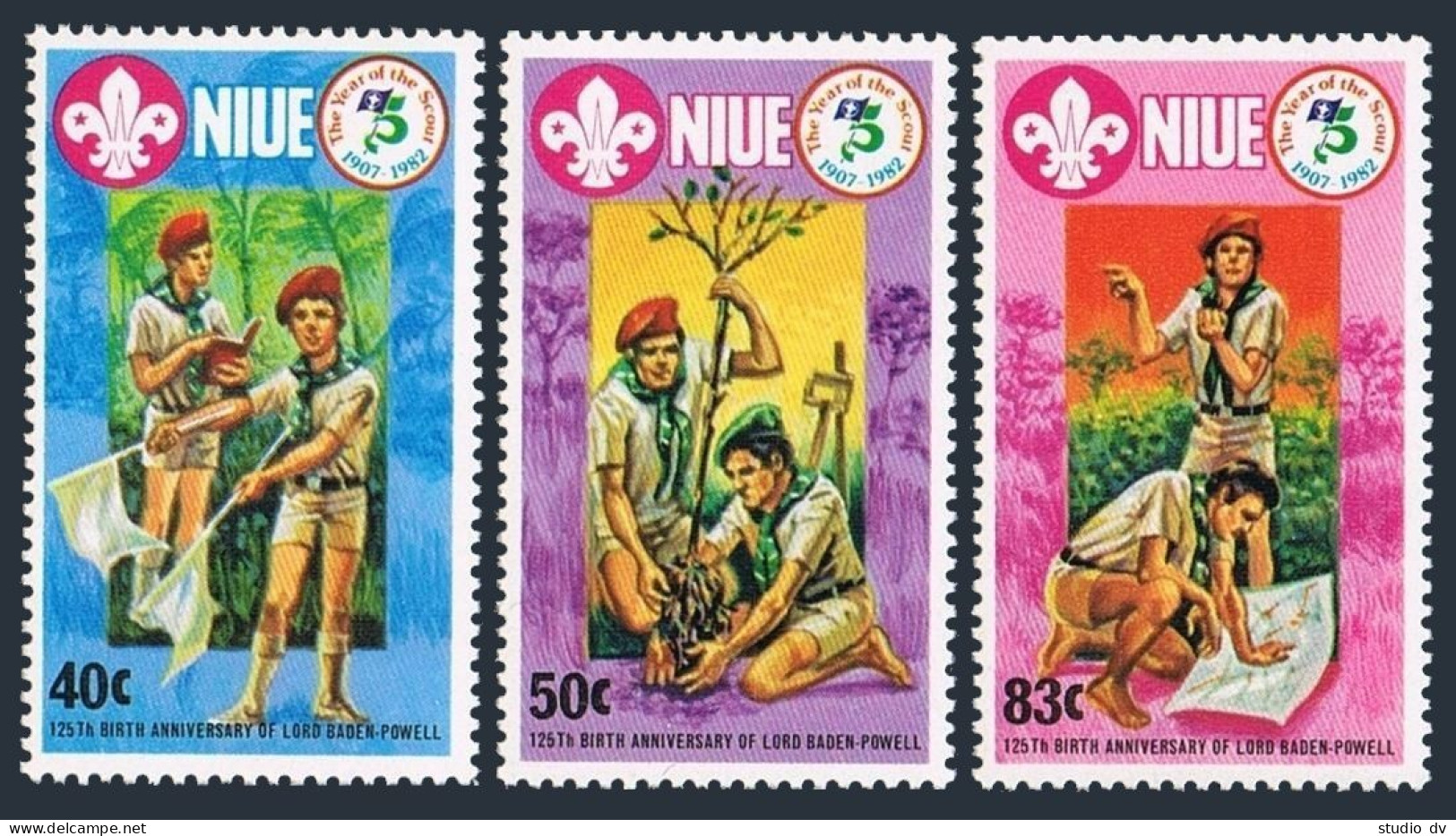 Niue 372-374, MNH. Michel 492-492. Scouting Year 1982. Baden-Powell. - Niue