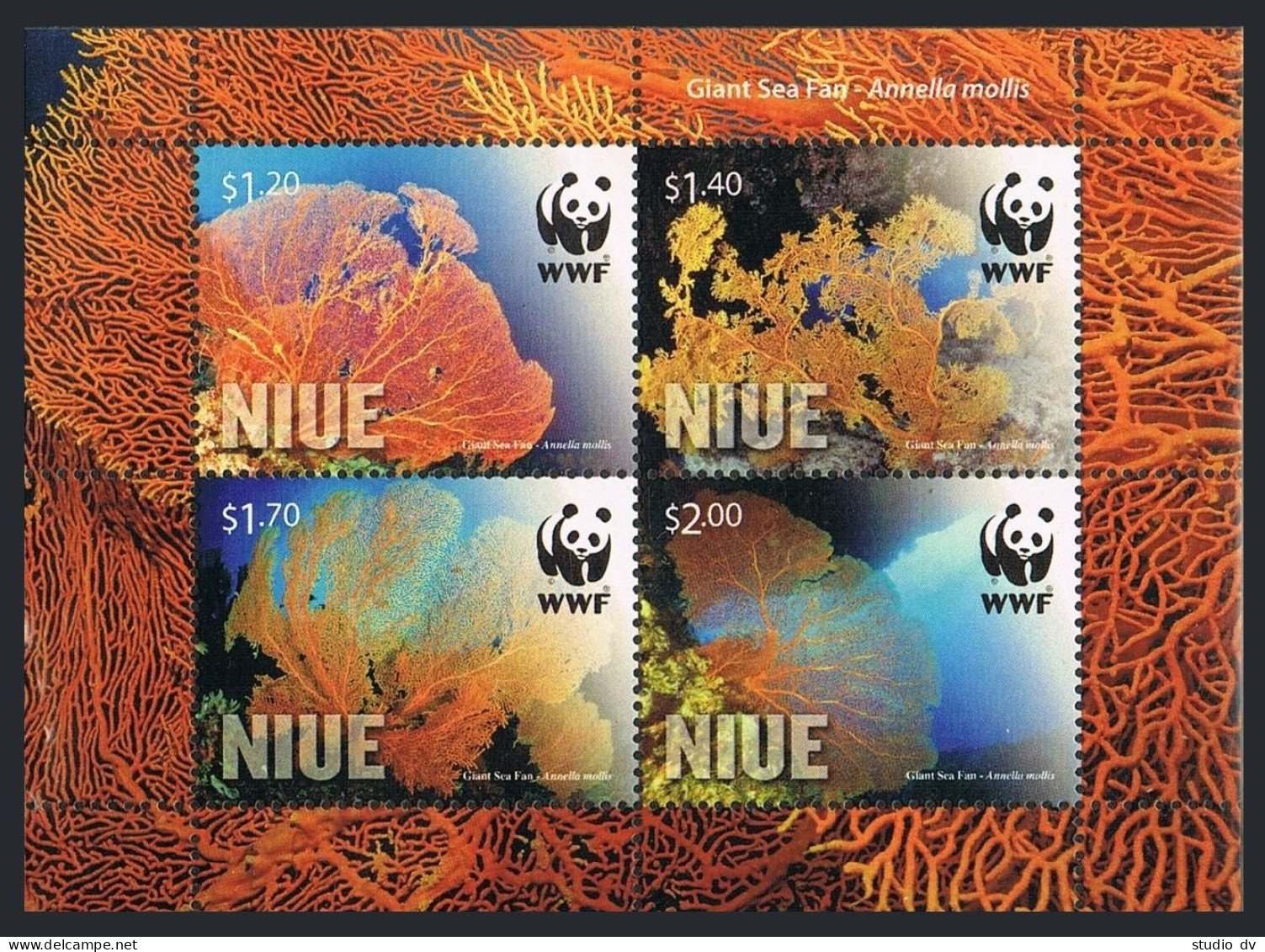 Niue 881a Sheet,MNH. WWF 2012.Giant Sea Fan. - Niue