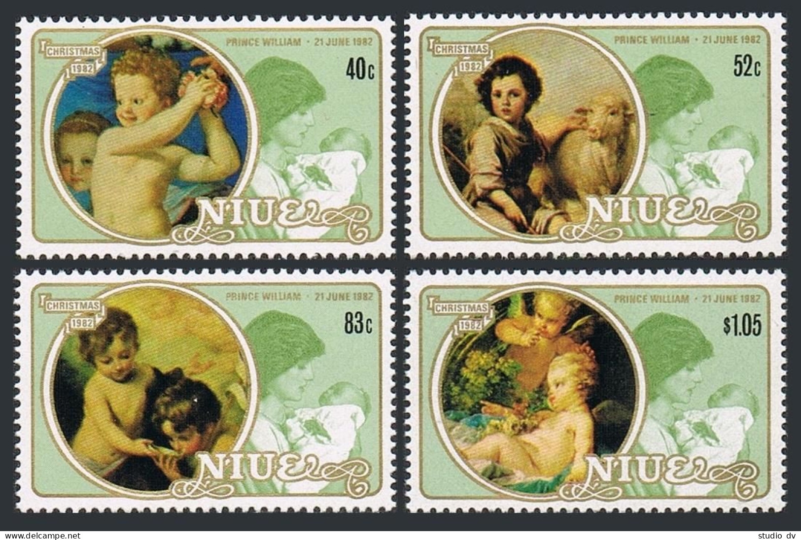 Niue 360-363,363a,364-367,MNH. Christmas 1982.Diana.Bronzino,Murillo,Boucher. - Niue