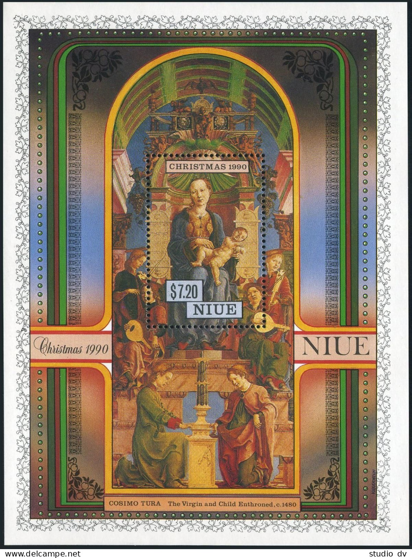 Niue 589-592,593,MNH.Mi 767-770,Bl.118. Christmas 1989.Bouts,Bartolomeo,Memling, - Niue