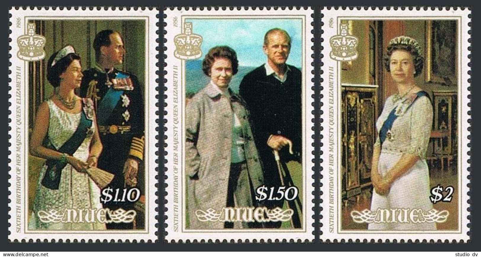 Niue 510-514,MNH.Mi 658-660,Bl.102-103. Queen Elizabeth II-60,1986.Prince Philip - Niue