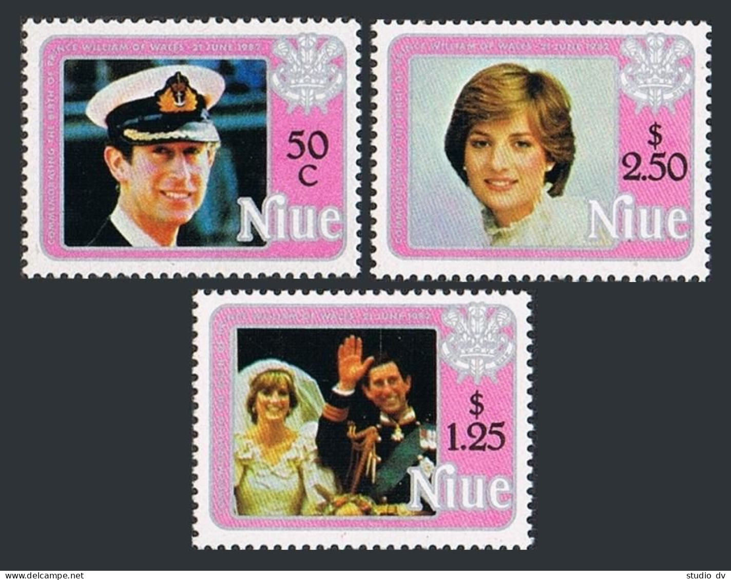 Niue 354-356,MNH.Michel 456-458. Princess Diana,21st Birthday,Prince Charles. - Niue