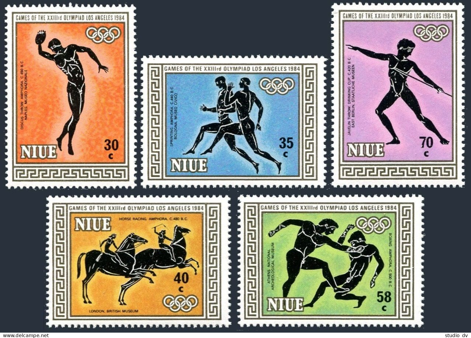 Niue 432-436, MNH. Mi 570-574. Olympics Los Angeles-1984. Discus,Running,Javelin - Niue