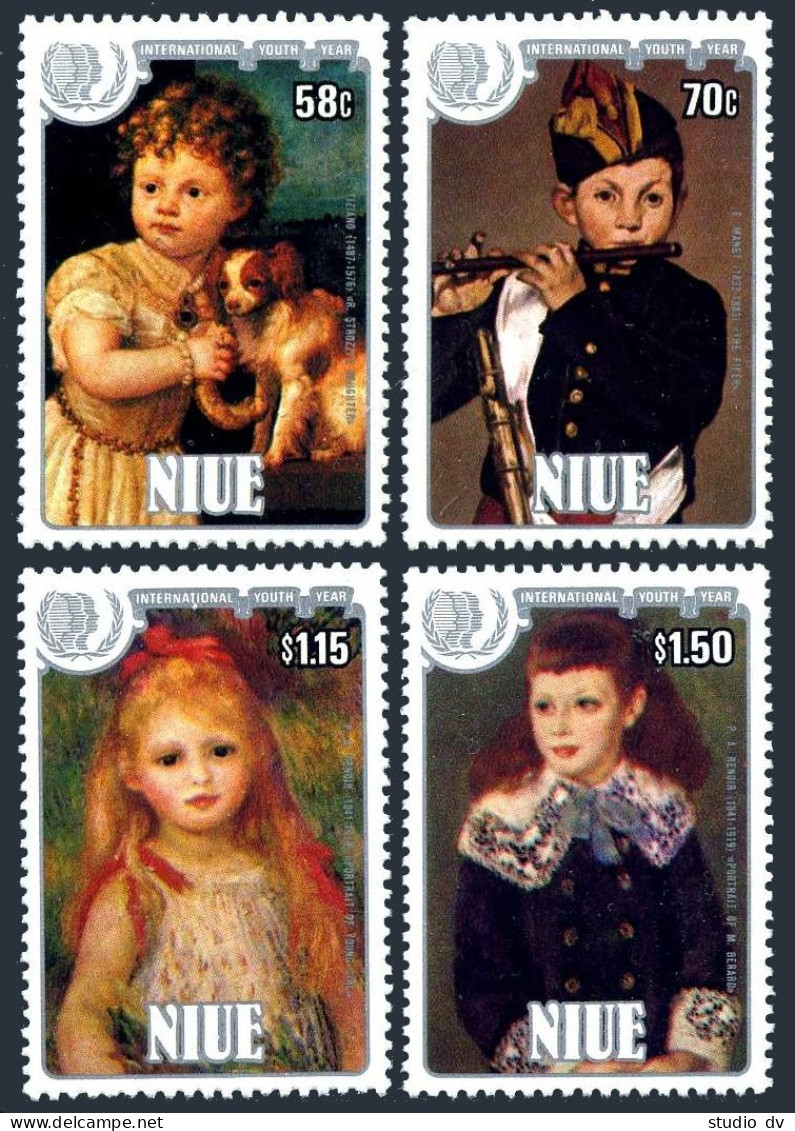 Niue 488-491, MNH. Michel 630-633. Youth Year IYY-1985. Titian, Manet, Renoir. - Niue