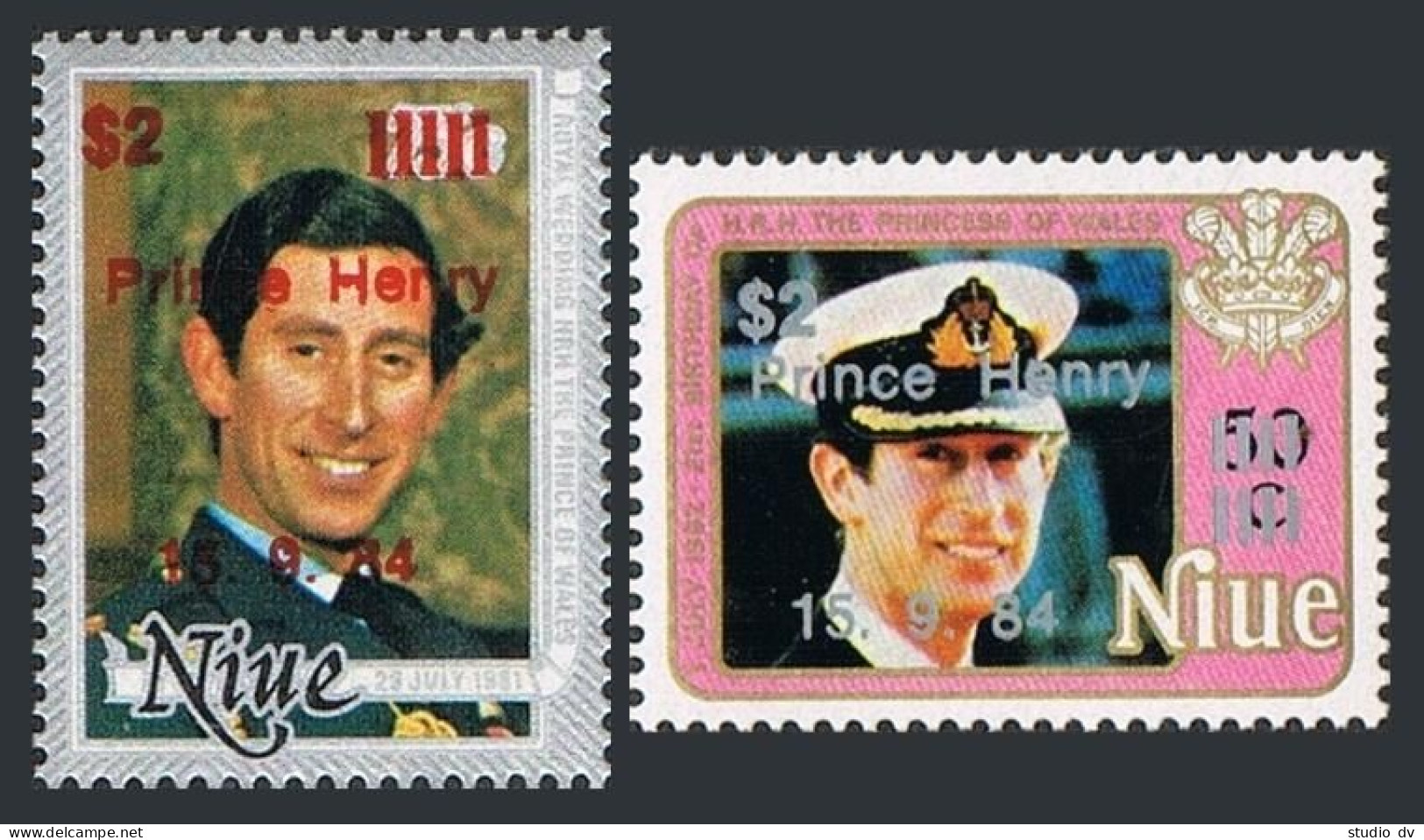 Niue 455-456, MNH. Michel 594-595. Prince Henry, 15.09.1984. Prince Charles. - Niue