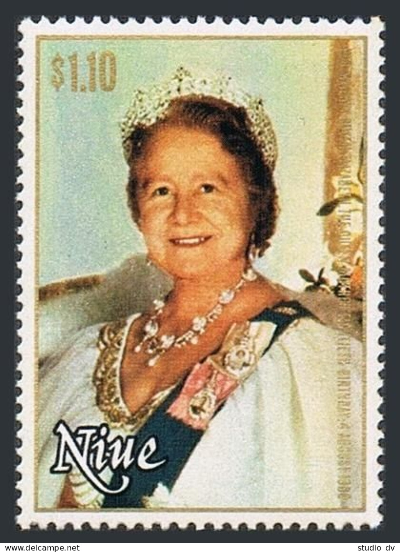 Niue 291, 292, MNH. Mi 356, 357 Bl.37. Queen Mother Elizabeth, 80 Birthday,1980. - Niue