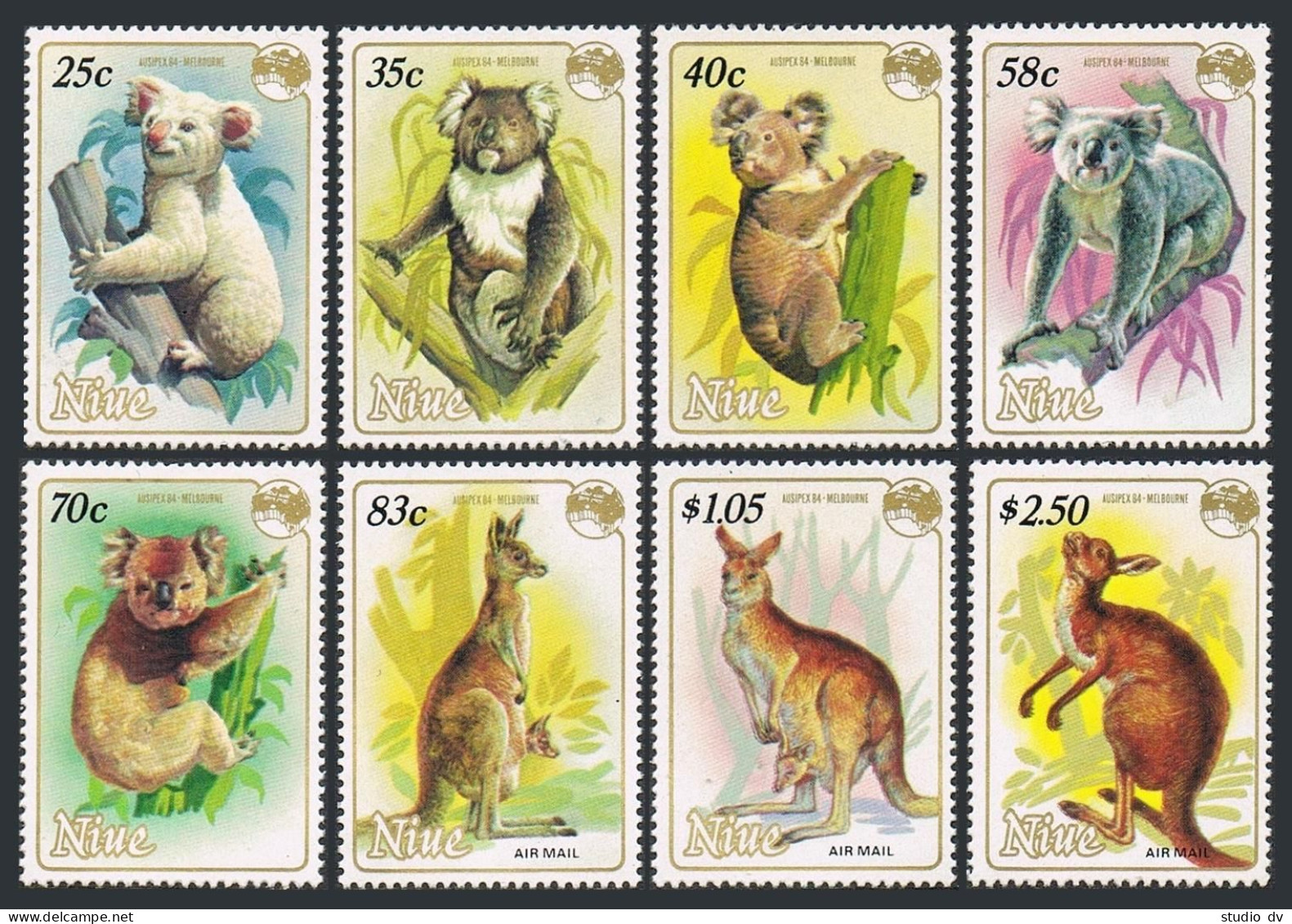 Niue 437-444, MNH. Michel 575-582. Koala, Kangoroo, Wallaby. AUSIPEX-1984. - Niue