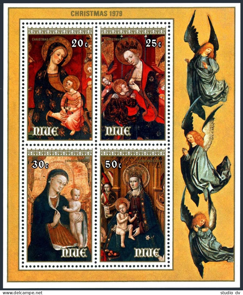 Niue 258-261, 261a, MNH. Mi 266-269, Bl.23. Christmas 1979.P.Serra,di Mur,Huguet - Niue