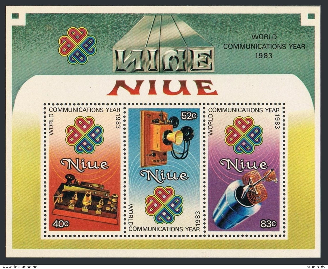Niue 414-416,416a, MNH. Mi 551-553, Bl.73. World Communication Year WCY-1983. - Niue