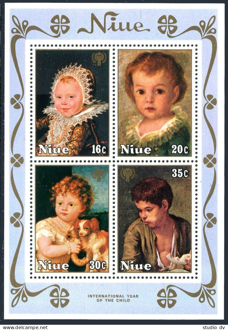 Niue 237-240,240a, MNH. Mi 238-241, Bl.15. IYC-1979. Hals, Goya, Titian, Murillo - Niue