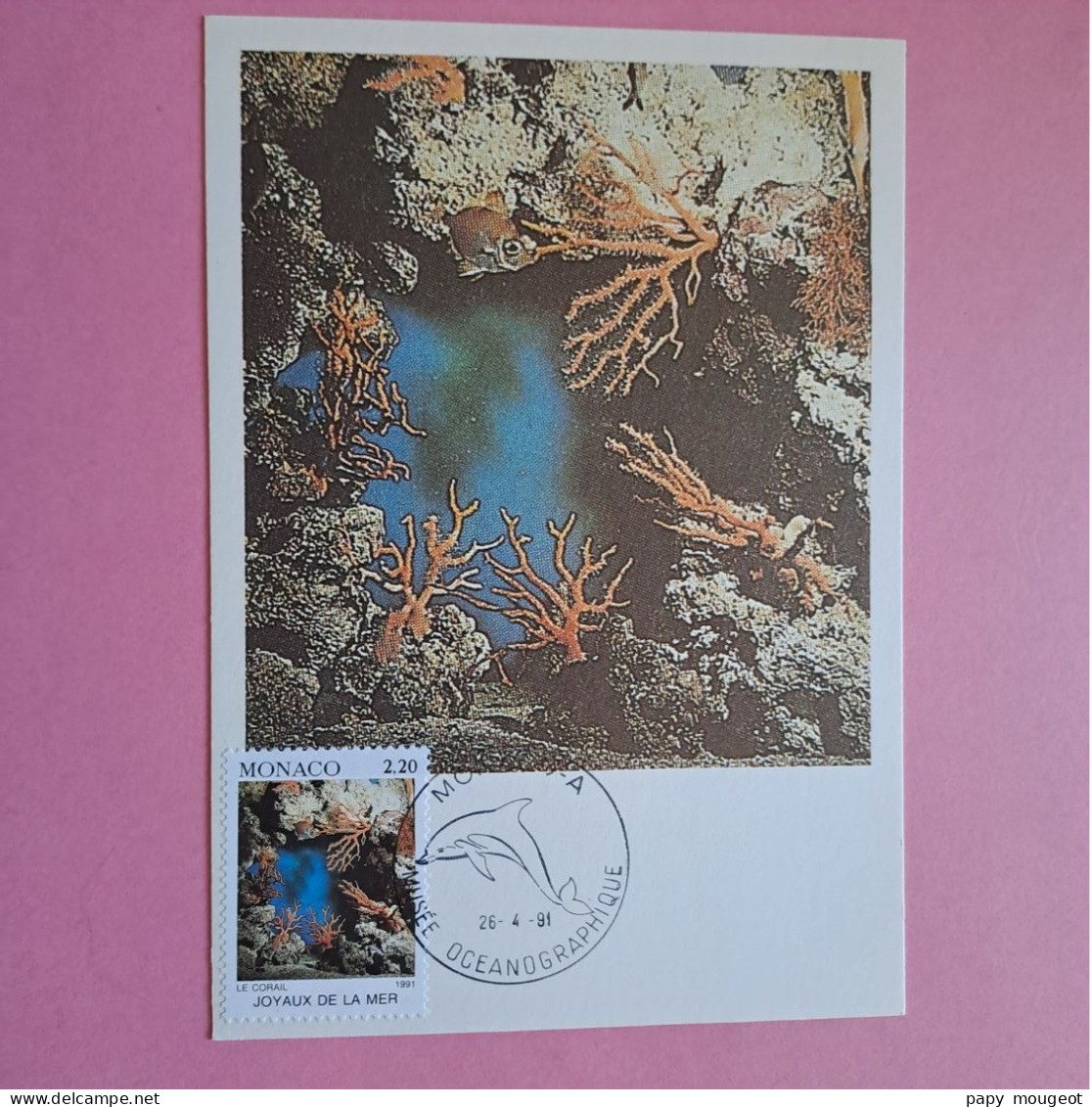 Carte Maximum Musée Océanographique Timbre Joyaux De La Mer Monaco 26-04-1991 - Storia Postale