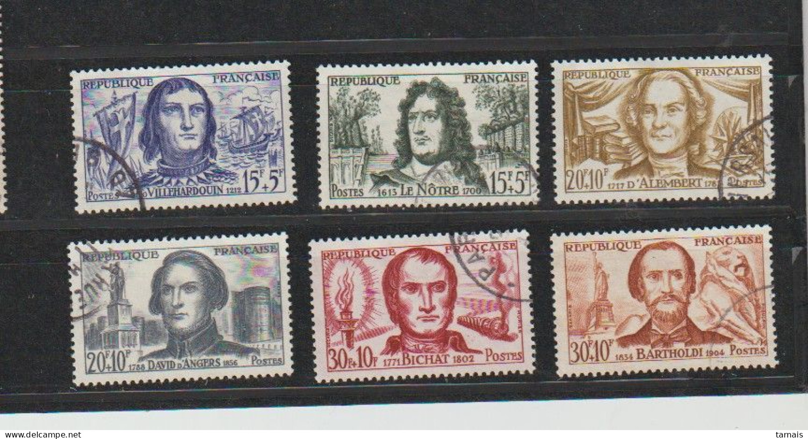 1959 N°1207 à 1212 Célébrités Série Bartholdi Oblitérés (lot 857) - Used Stamps