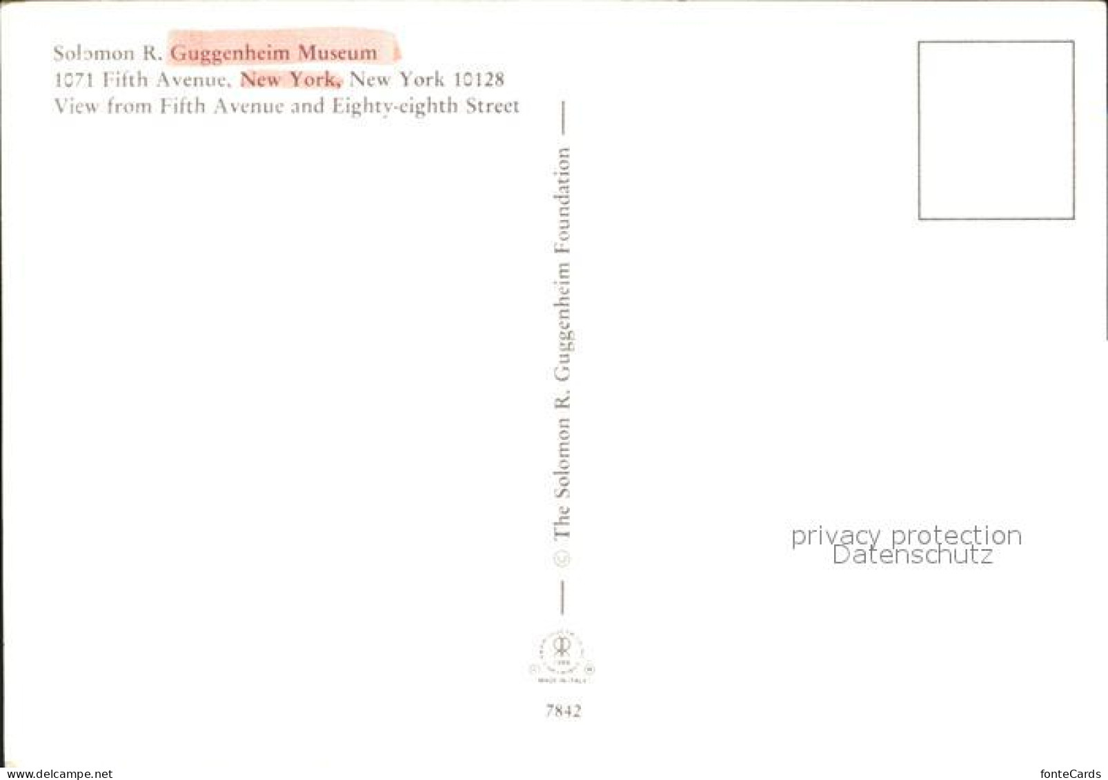 72070983 New_York_City Guggenheim Museum - Sonstige & Ohne Zuordnung