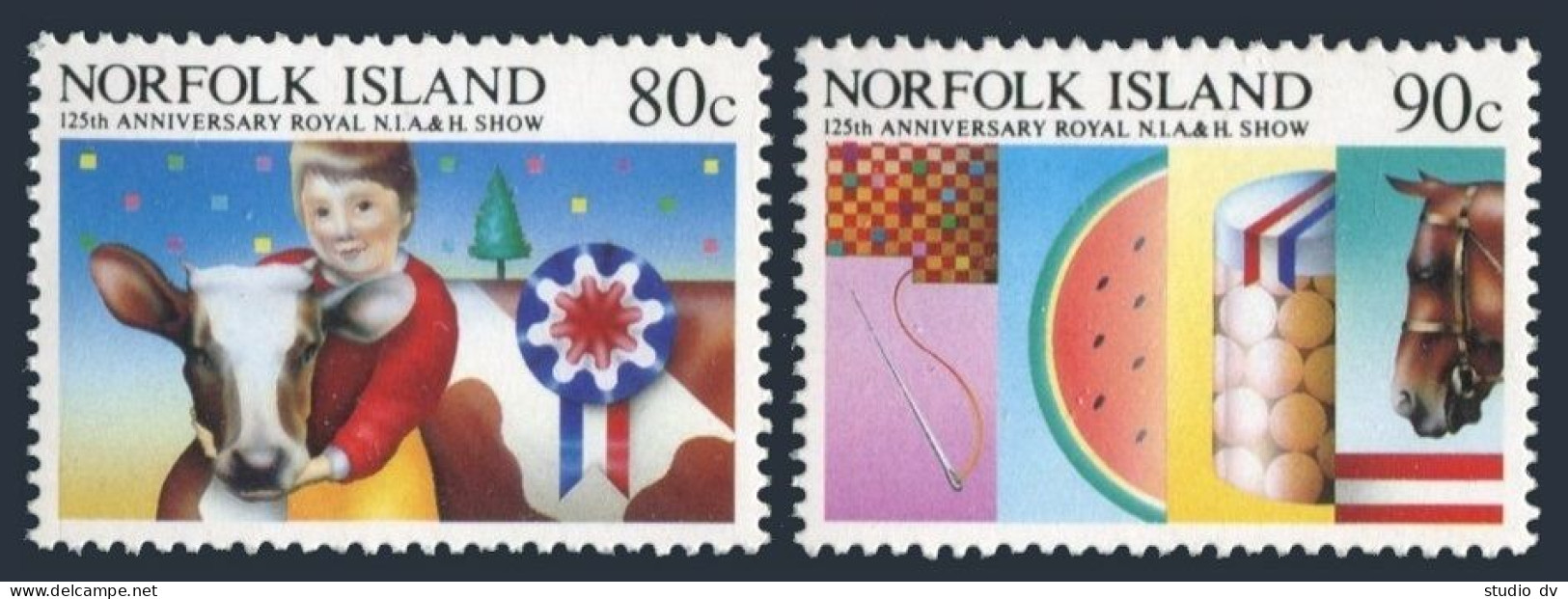 Norfolk 371-372, MNH. Mi 371-372. Agricultural, Horticultural Show. 1985. Cow, - Isla Norfolk