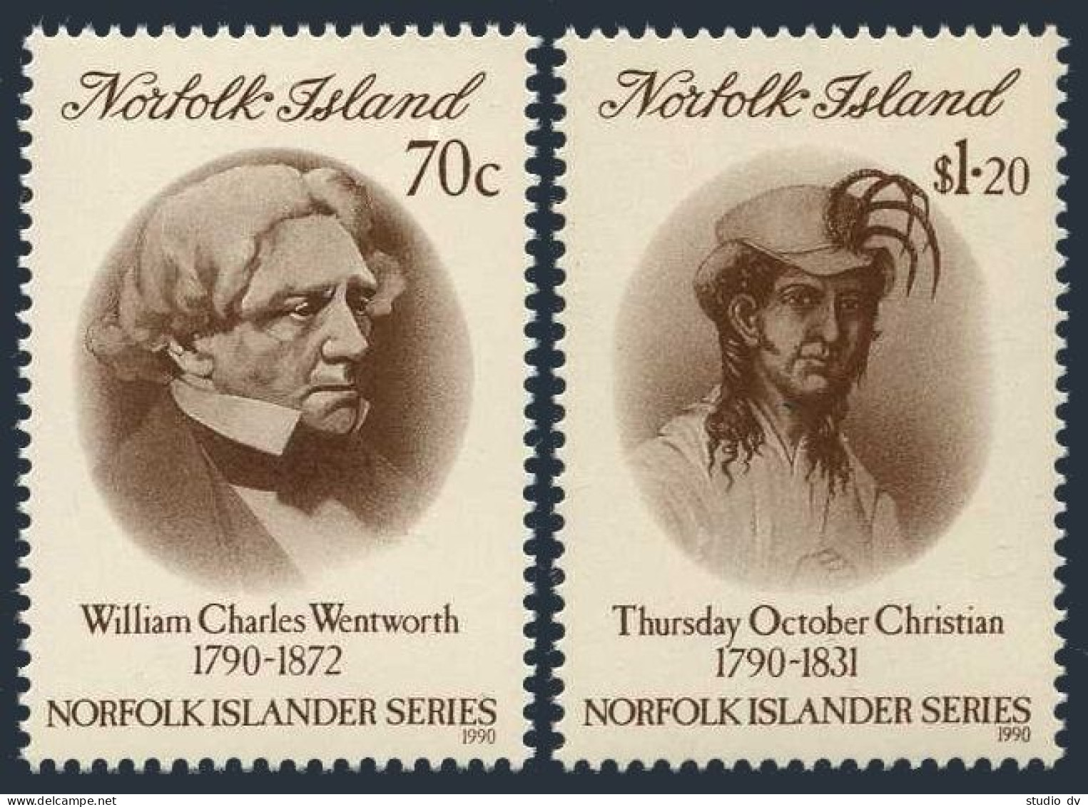 Norfolk 495-496, MNH. William Charles Wentworth, Trusday October Christian,1990. - Norfolkinsel