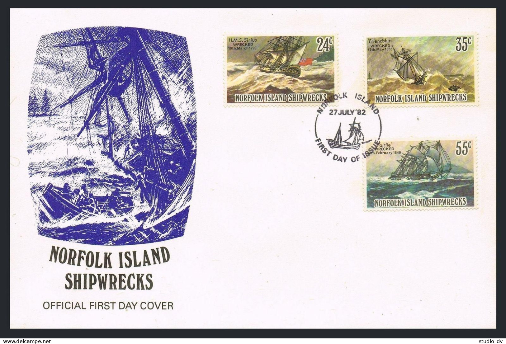 Norfolk 293-298, 2 FDC. Mi 289-294. Shipwrecks,1982. Sirius, Diocet, Friendship, - Ile Norfolk