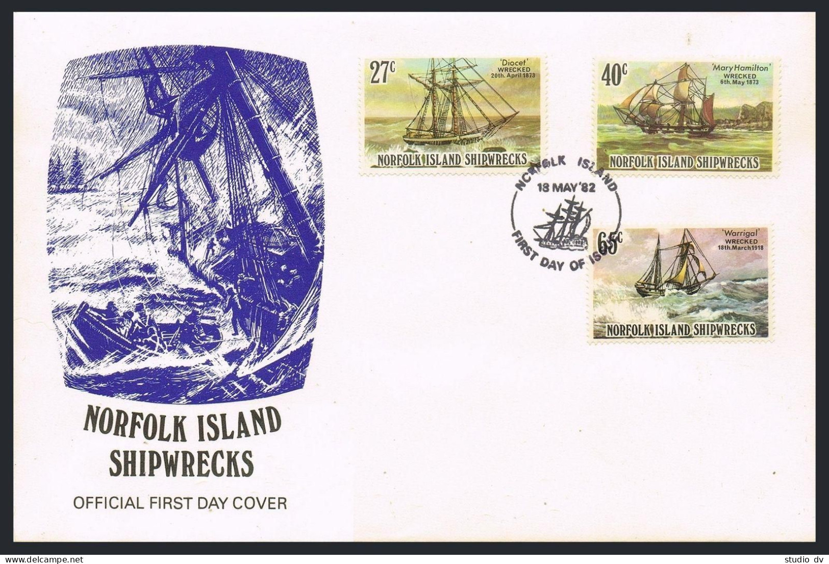 Norfolk 293-298, 2 FDC. Mi 289-294. Shipwrecks,1982. Sirius, Diocet, Friendship, - Ile Norfolk