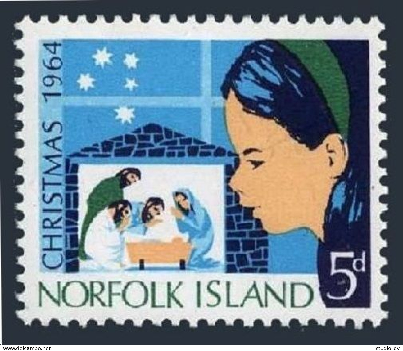Norfolk 68 Two Stamps,MNH.Michel 59. Christmas 1964,Child. - Norfolk Island